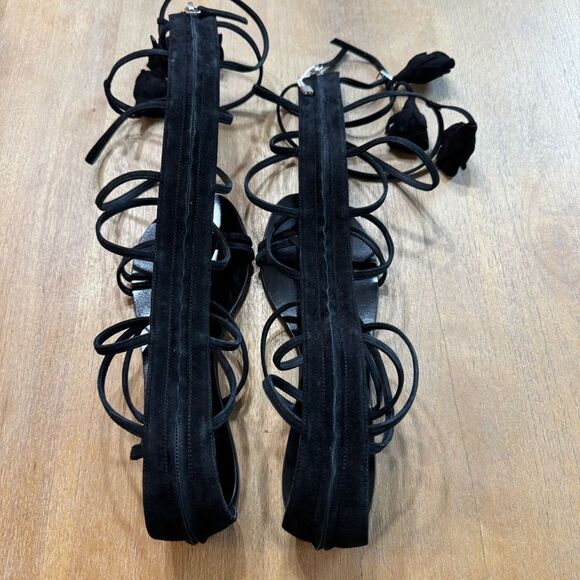 Giuseppe Zanotti Danse Gladiator Flats Black Size 6 Suede Leather $1650 New - Picture 5 of 11